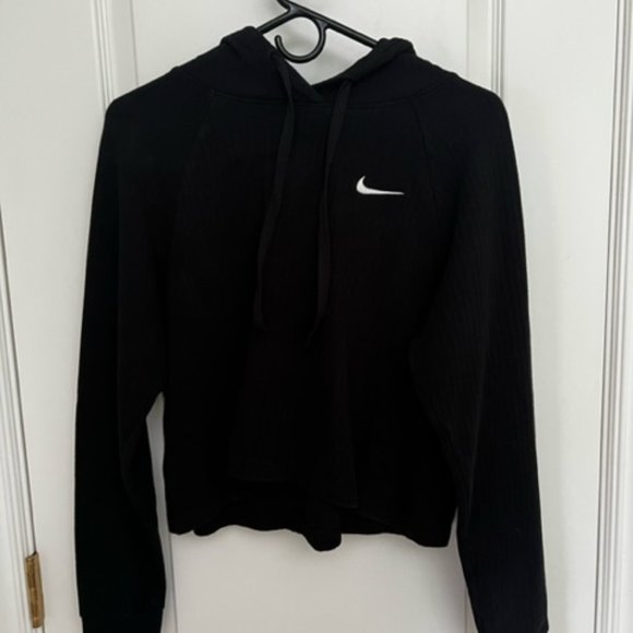 Nike Tops - Nike Black Hooded Ribbed Sweatshirt